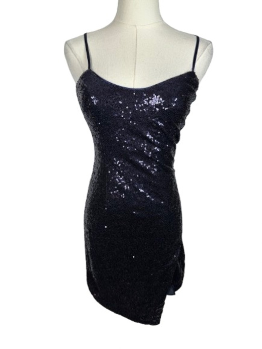Lulu's Navy Sequin Spaghetti Strap Mini Dress Size XS